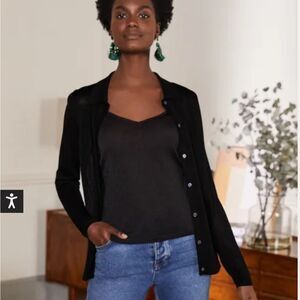 Boden Knitted Sparkle Shirt Black Metallic blouse & camisole Size 12